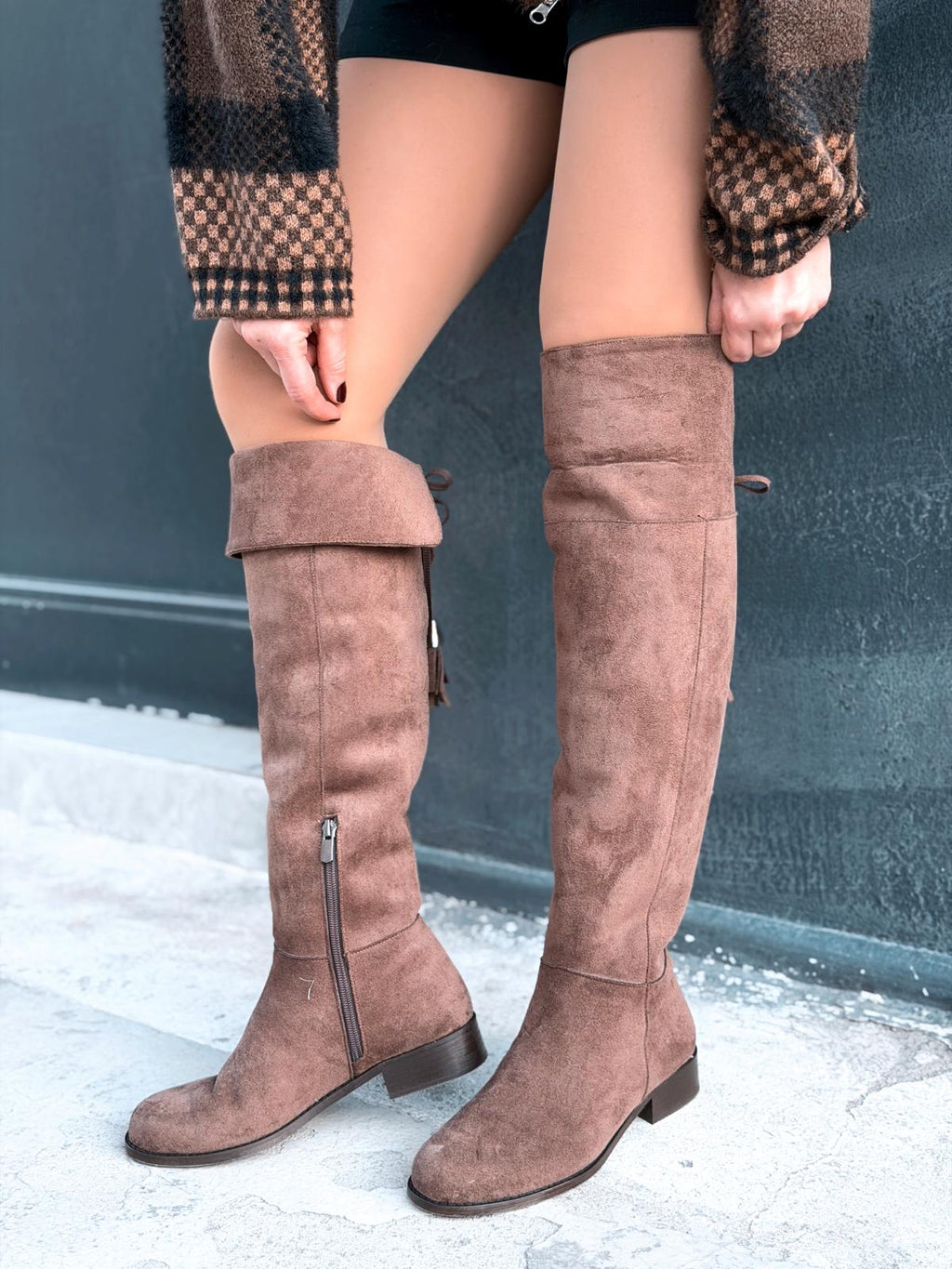 Jolvern Brown Suede Fringe Detail Women's Boots
