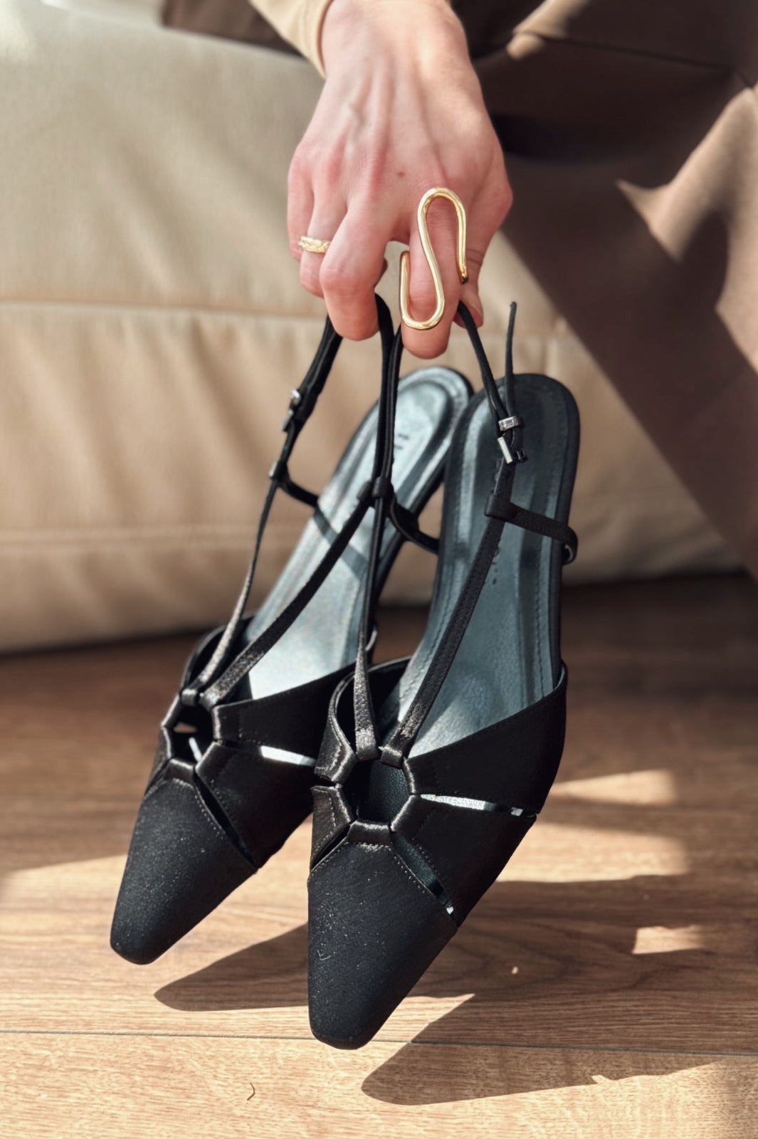 Ozeras Black Satin Women's Stilettos