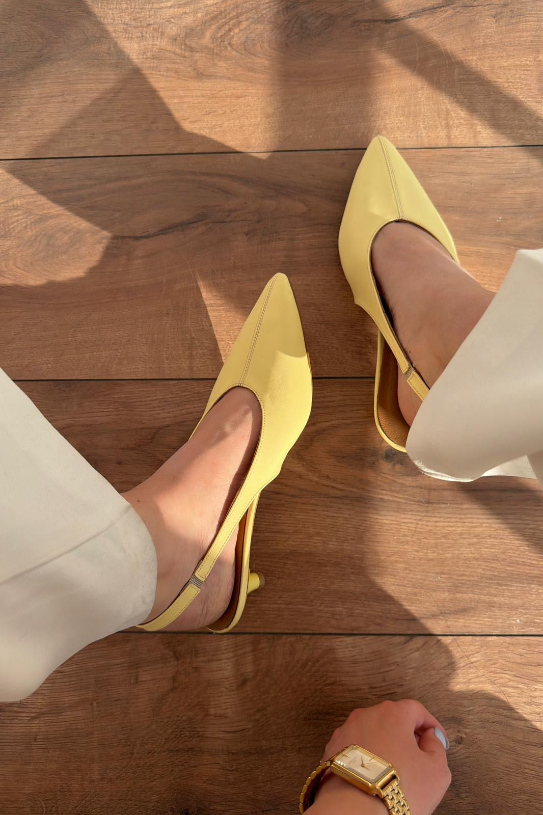 Selor Yellow Faux Leather Women's Stilettos