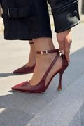 Nerole Burgundy Faux Leather Women's Stilettos