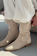 Meror Beige Suede Women's Perforated Summer Boots