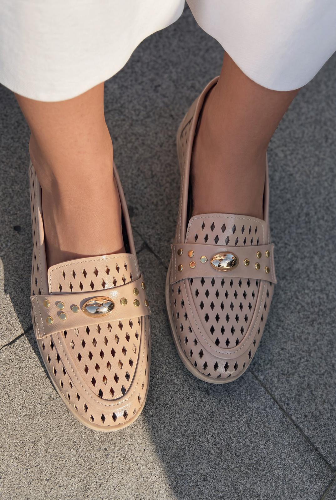 Ardion Beige Faux Leather Women's Loafers