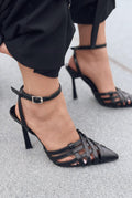 Luvien Black Faux Leather Women's Stilettos