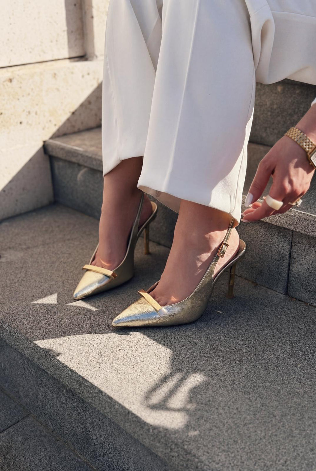 Norloven Gold Patent Faux Leather Women's Stilettos