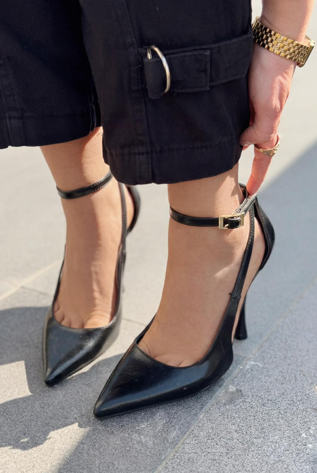 Nerole Black Faux Leather Women's Stilettos