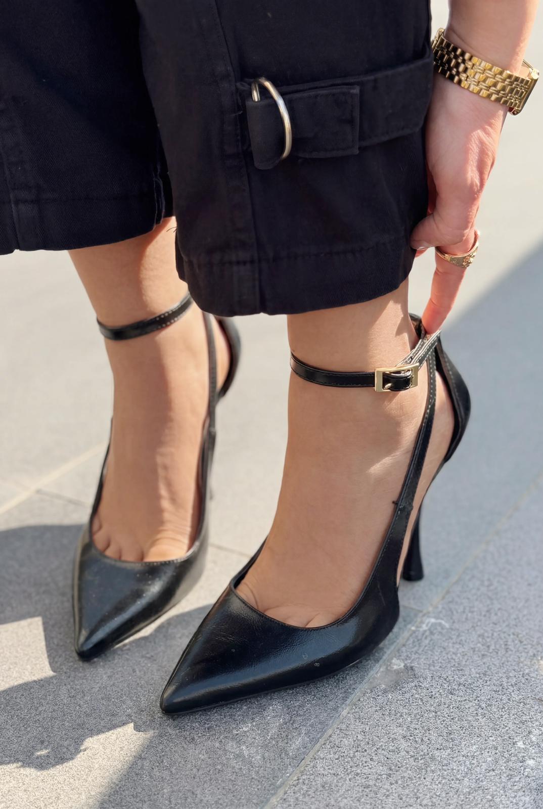 Nerole Black Faux Leather Women's Stilettos