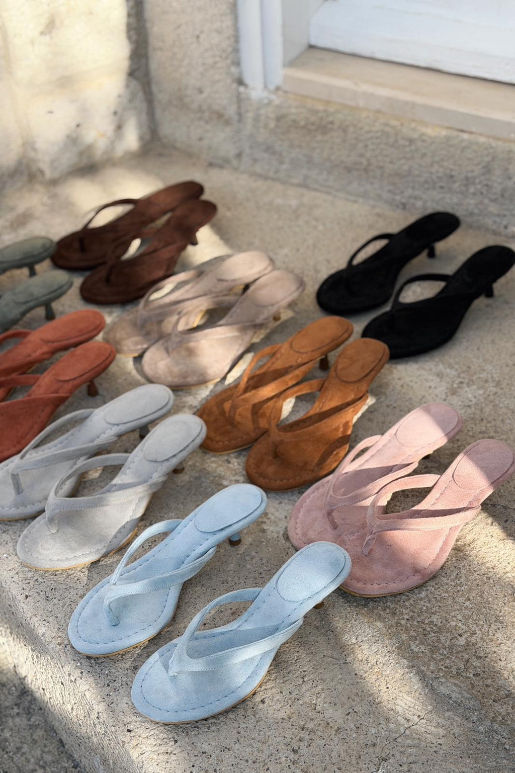 Arlene Light Brown Suede Pumps Thong Sandals