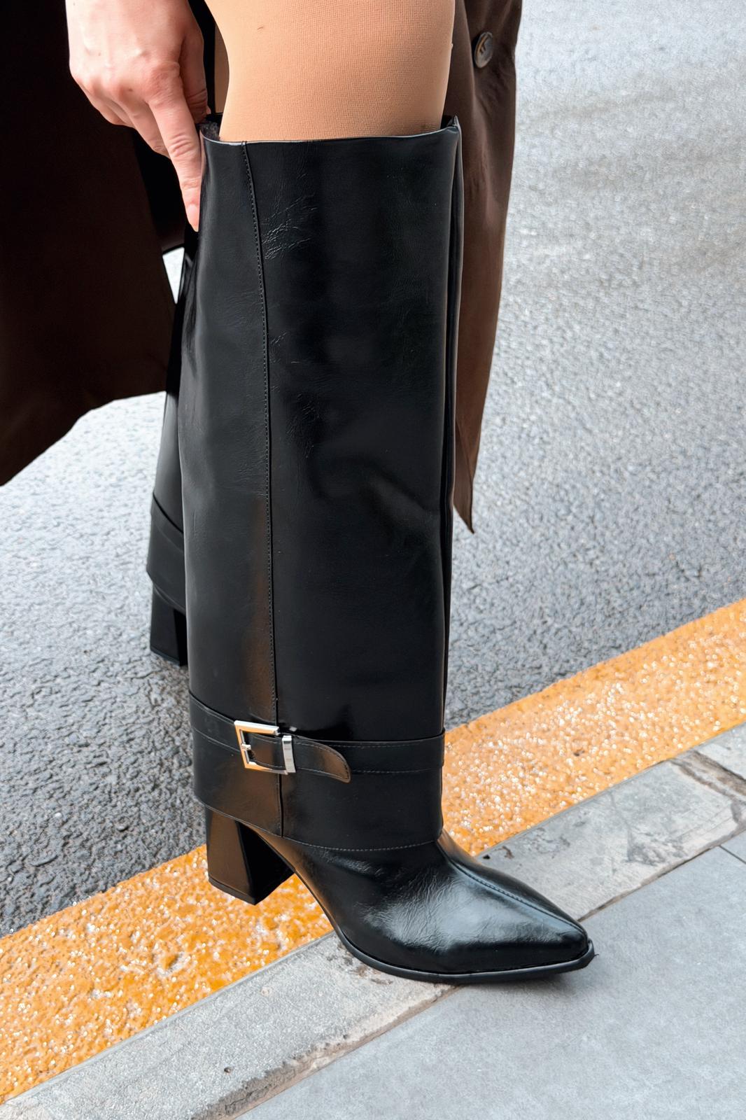 Lorimax Black Patent Faux Leather Women's Boots