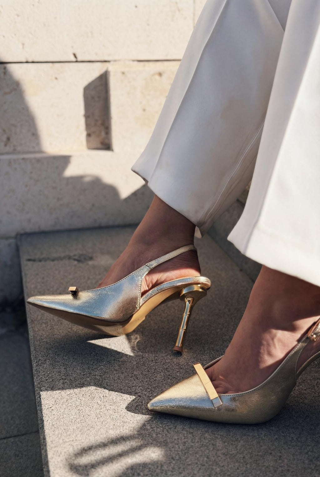 Norloven Gold Patent Faux Leather Women's Stilettos
