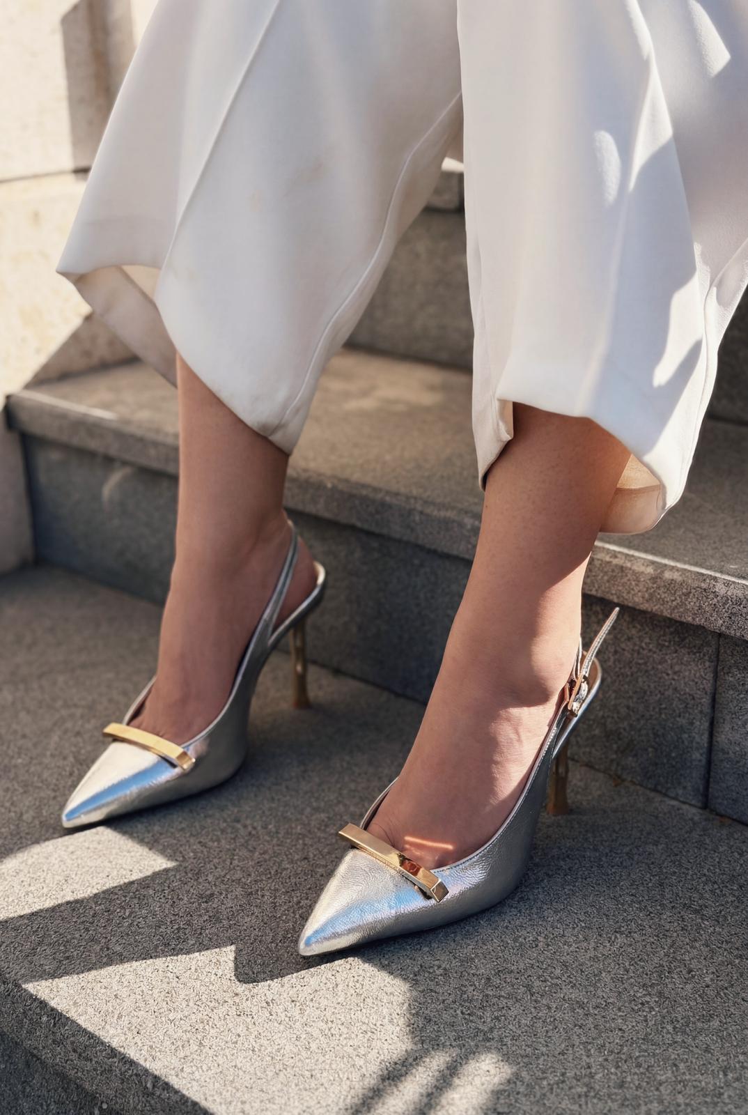 Norloven Silver Patent Faux Leather Women's Stilettos