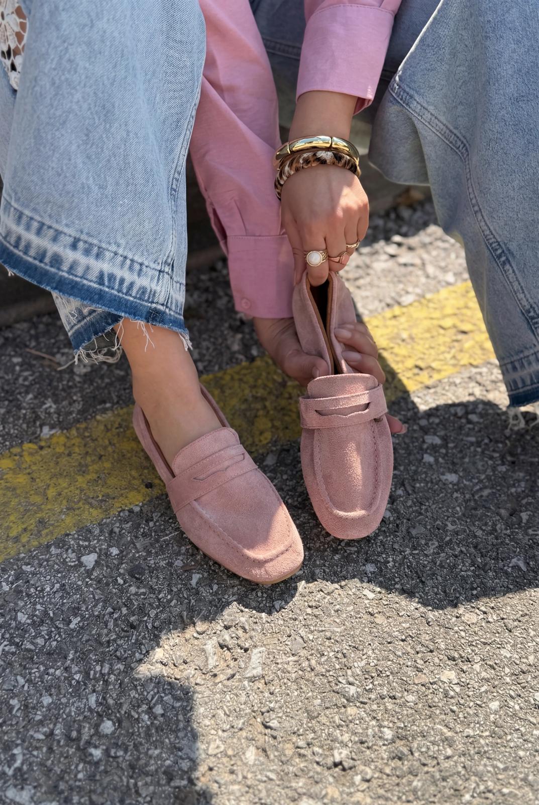 Orvino Blush Suede Women's Loafers