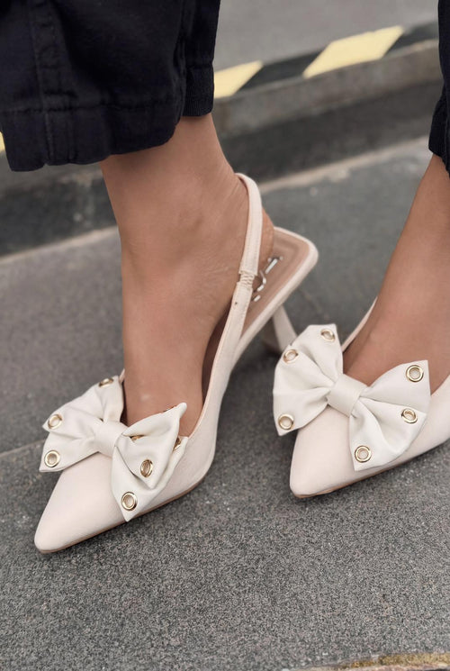 Delvonis Beige Satin Women's Stilettos