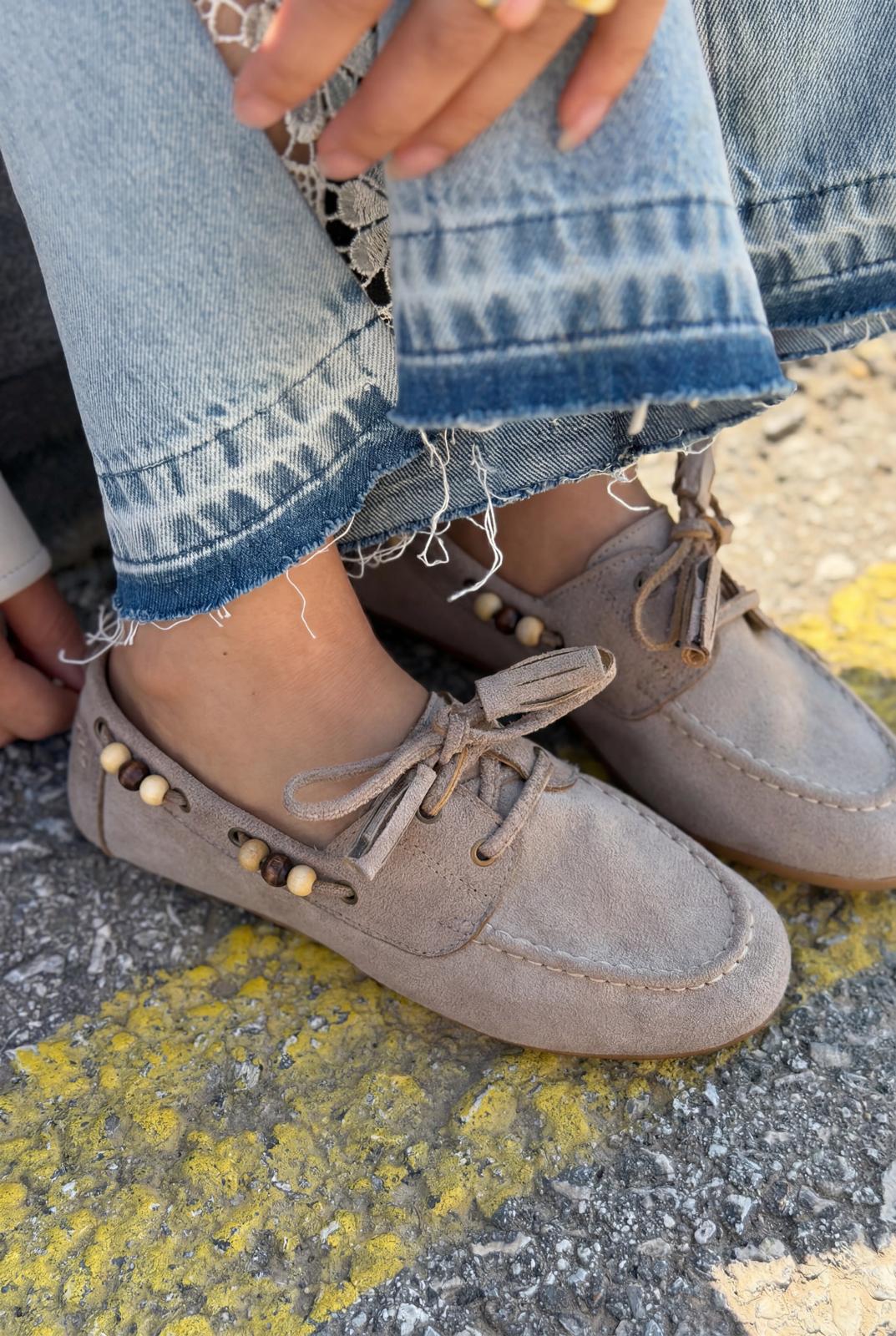 Brion Taupe Suede Women's Oxford Shoes