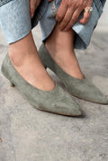 Seranis Khaki Suede Genuine Leather Stilettos