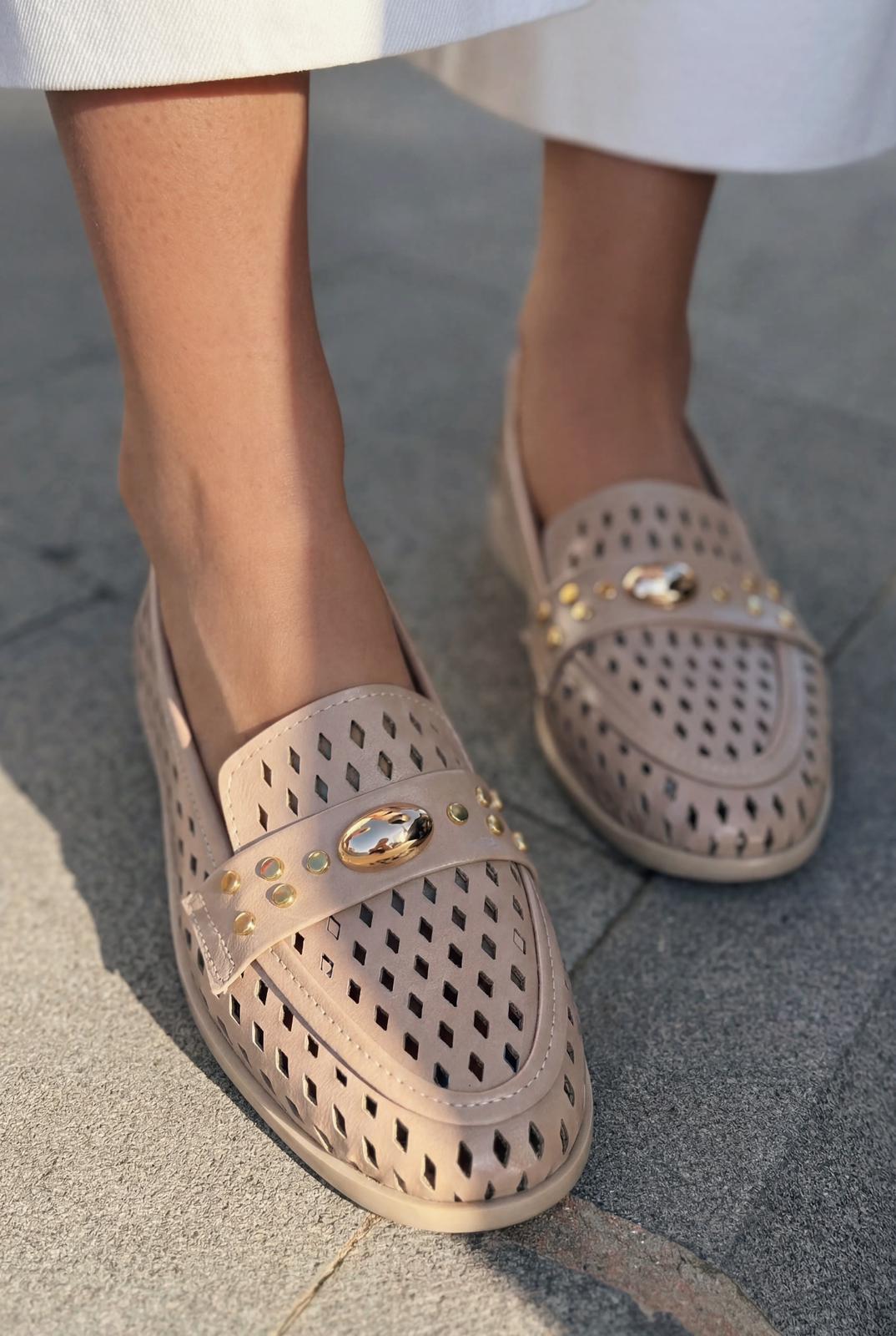 Ardion Beige Faux Leather Women's Loafers