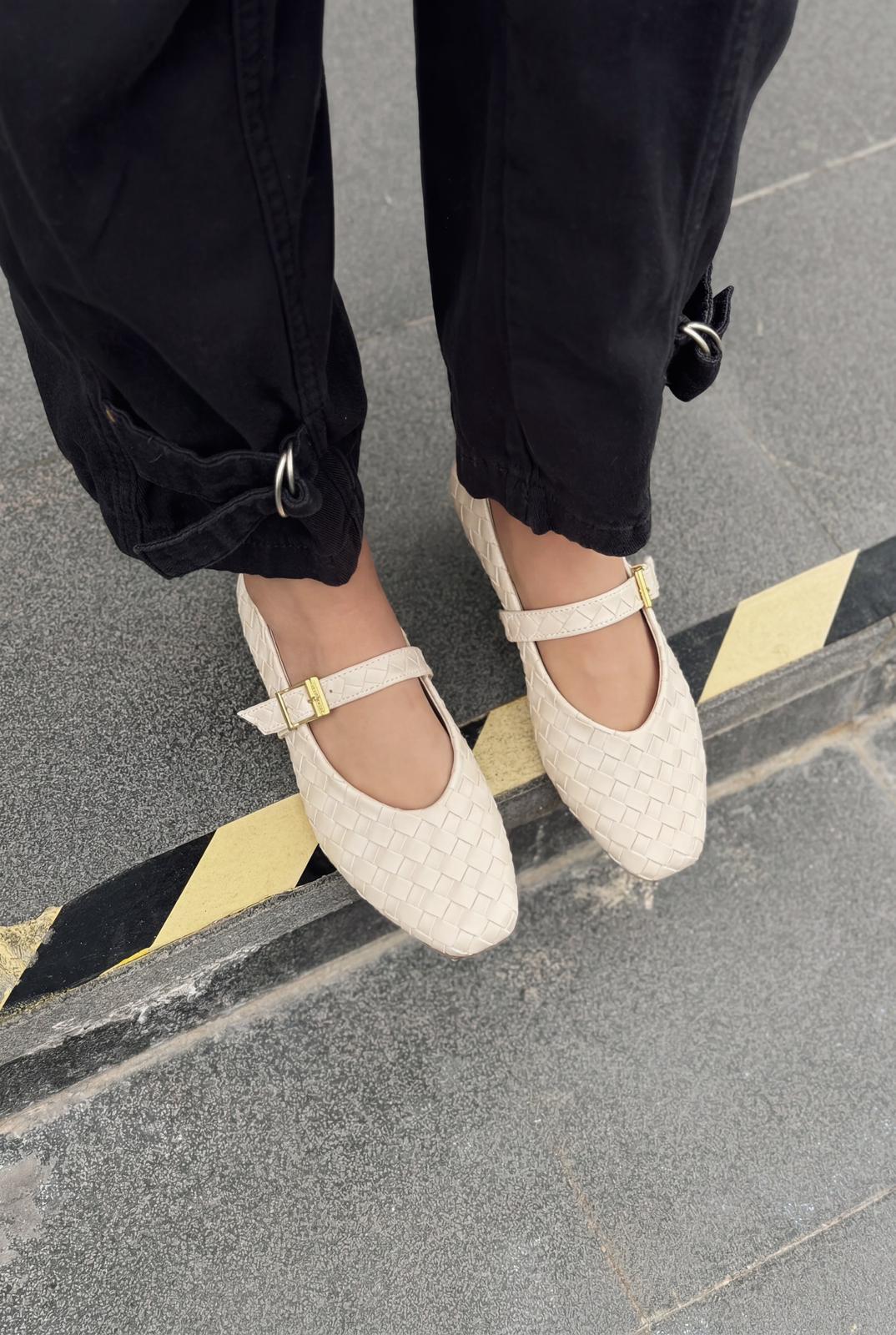Vespera Beige Faux Leather Women's Flats