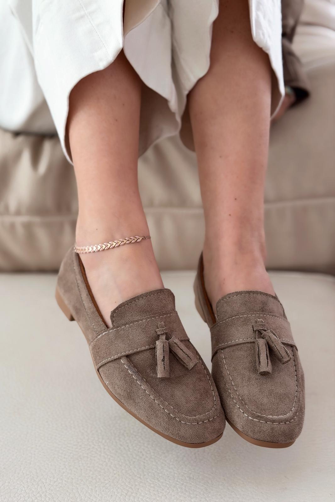 Olena Taupe Suede Women's Loafers