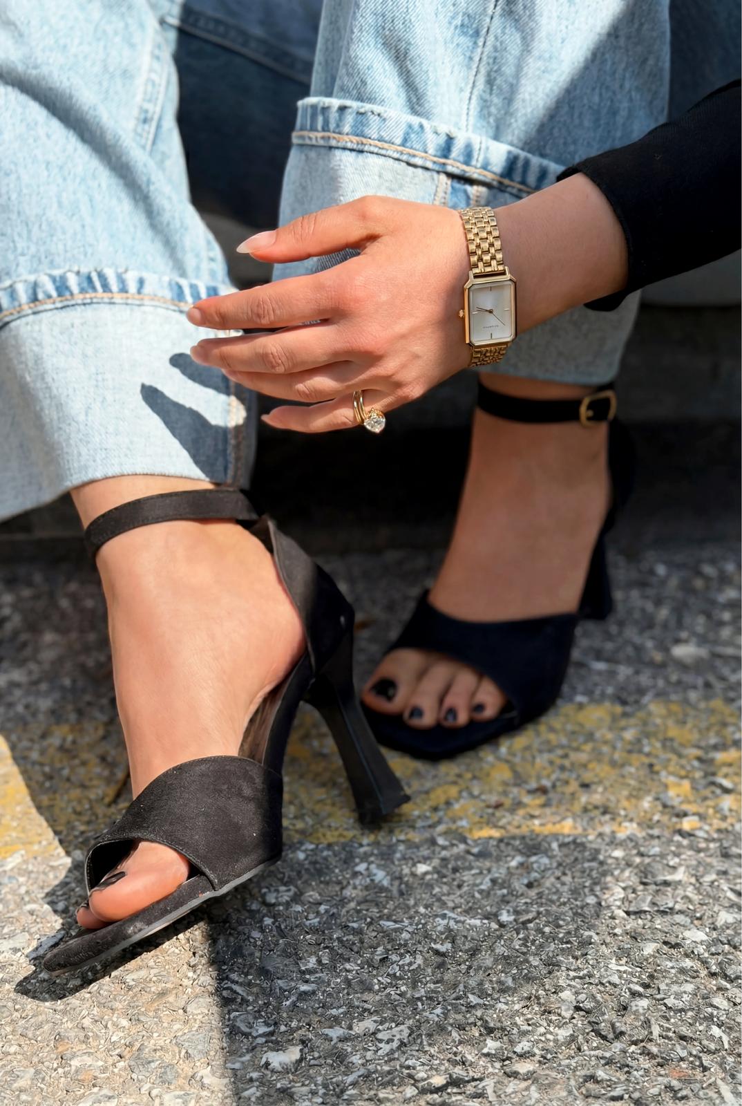 Arnel Black Suede Women's Pumps Sandals