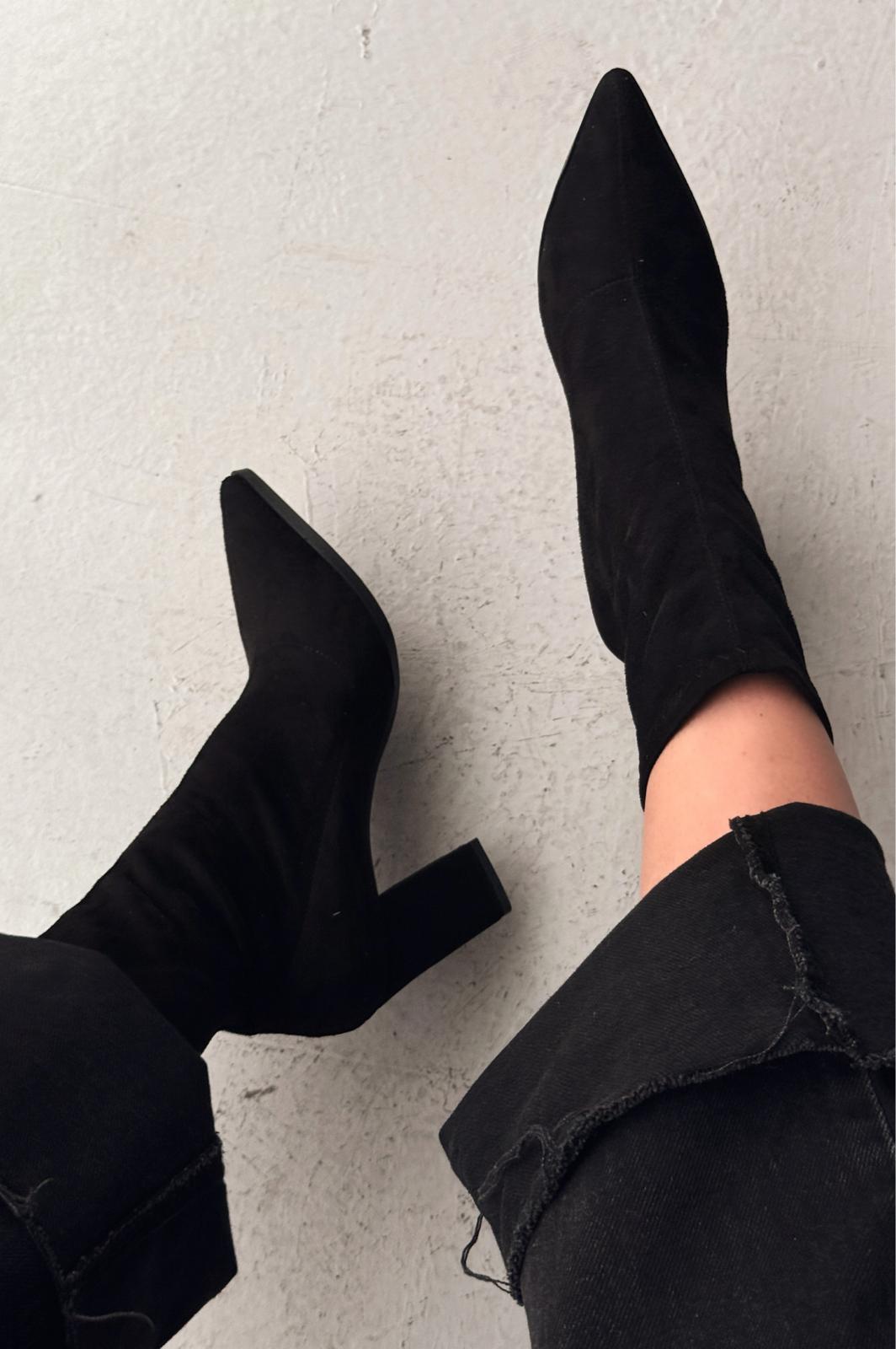 Ardews Suede Pumps Sock Boots Black