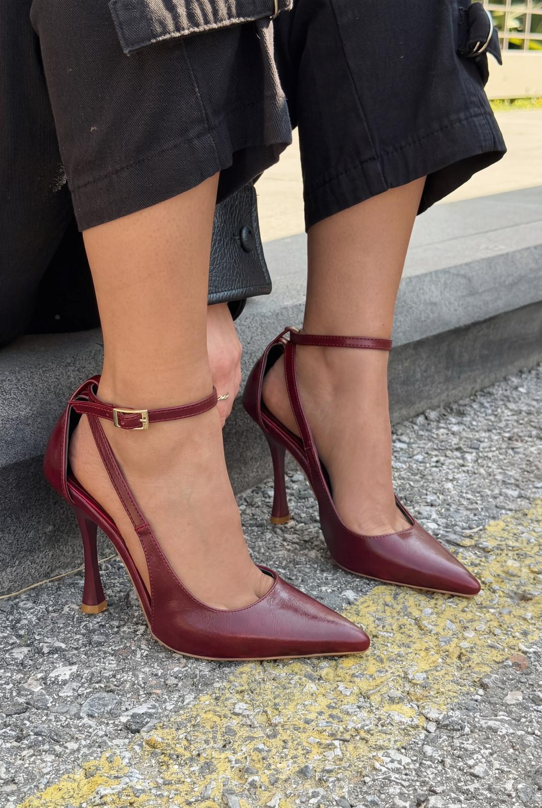 Nerole Burgundy Faux Leather Women's Stilettos