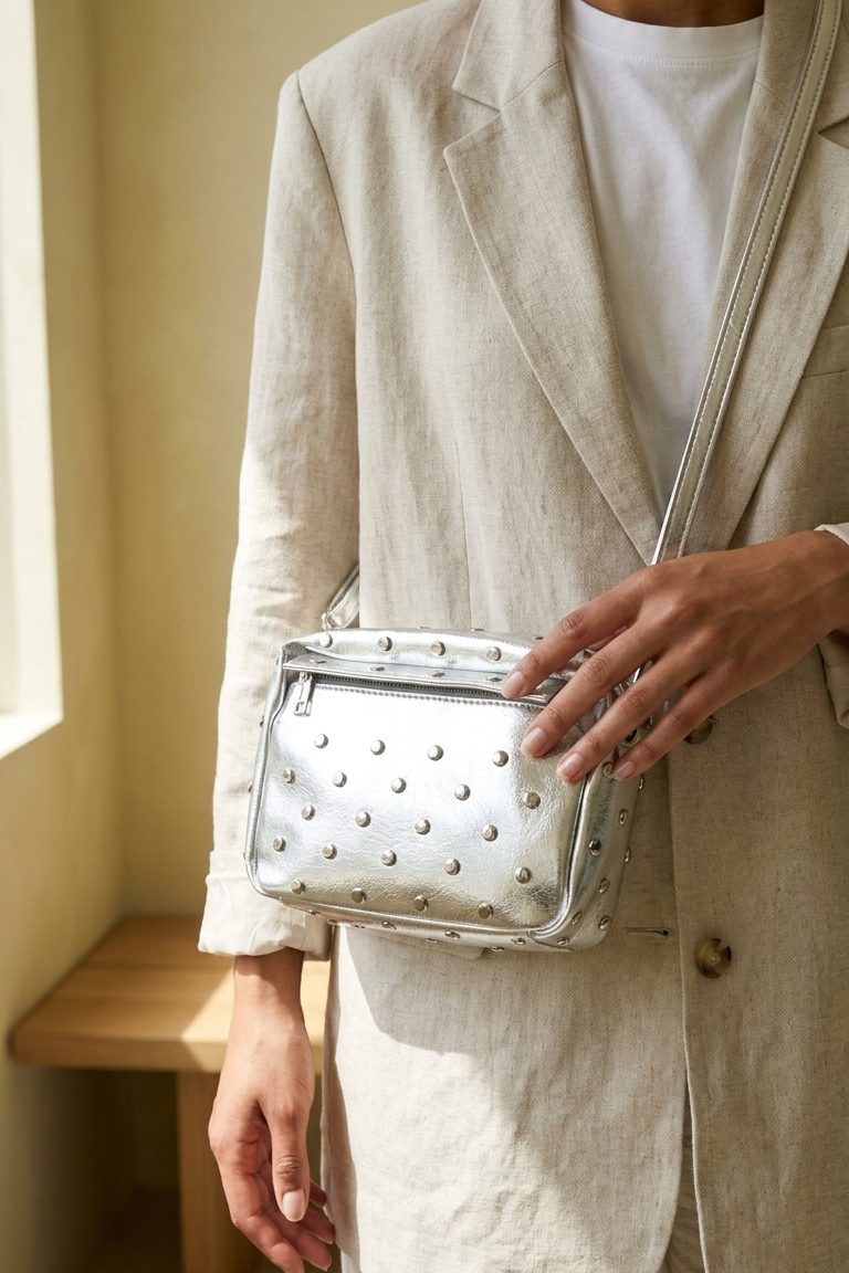 Morten Silver Faux Leather Women's Crossbody Bag