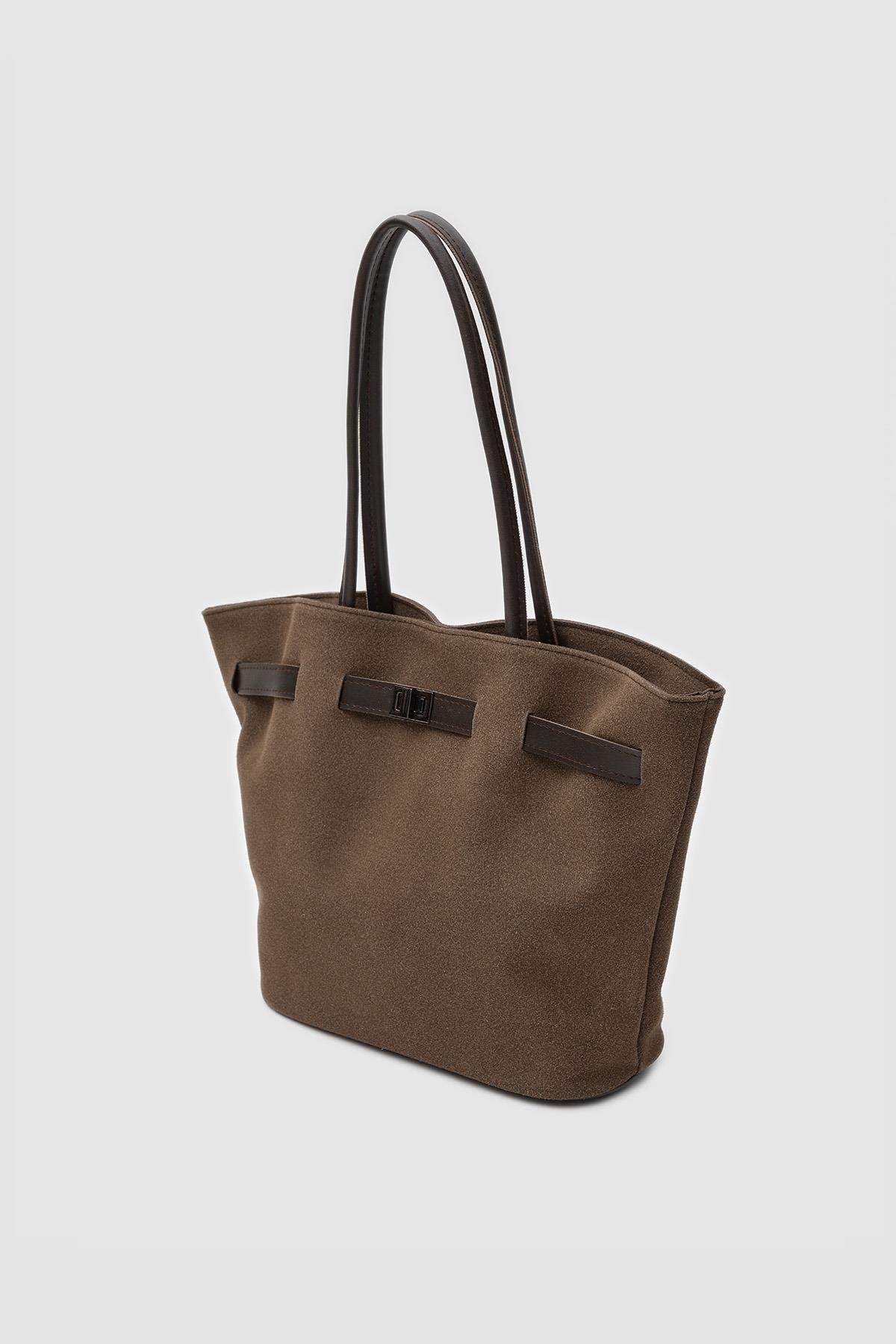 Fiorra Light Brown Suede Shoulder Bag