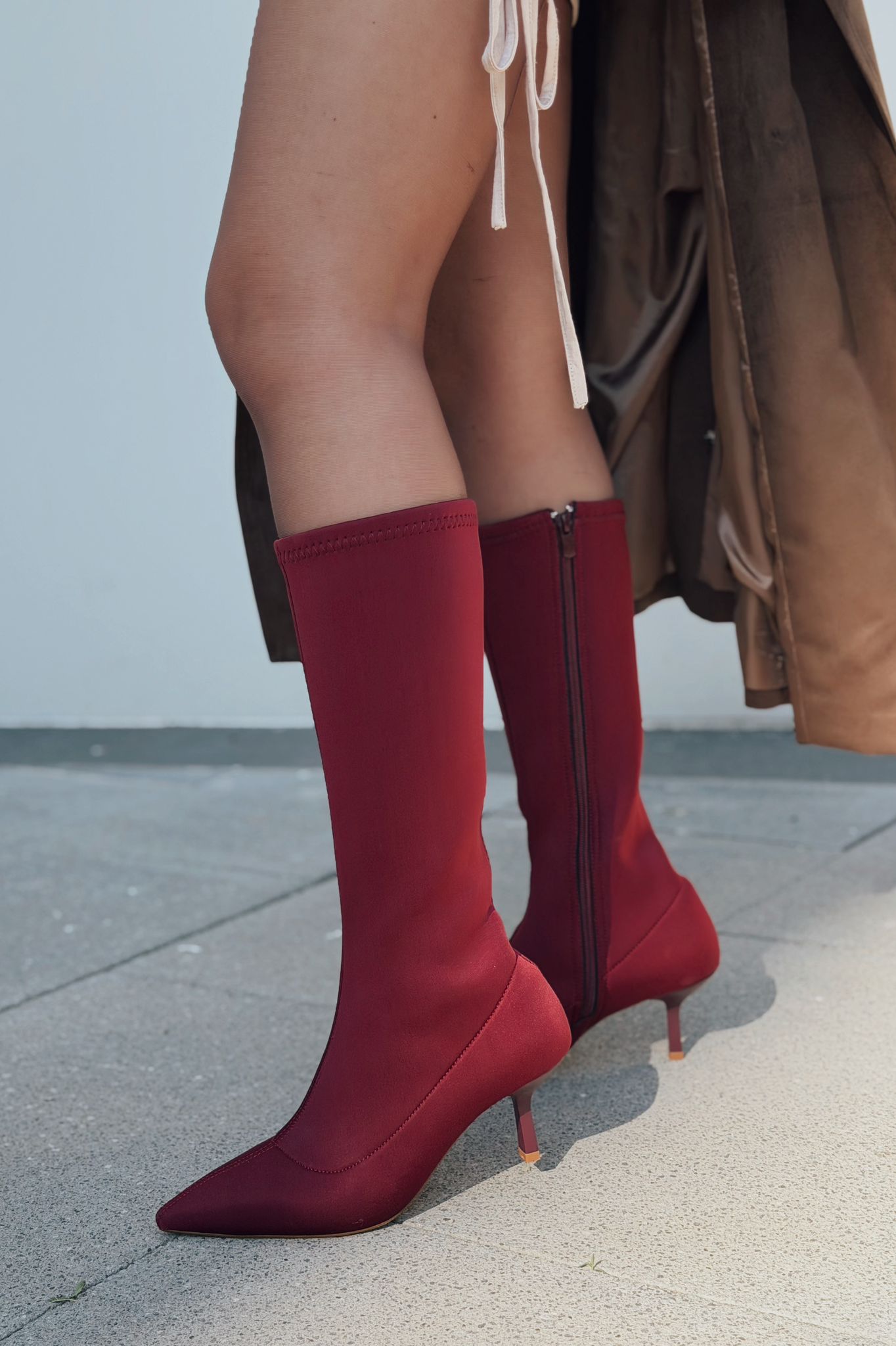Ralve Women's Pumps Stretch Boots Bordeaux Scuba Fabric