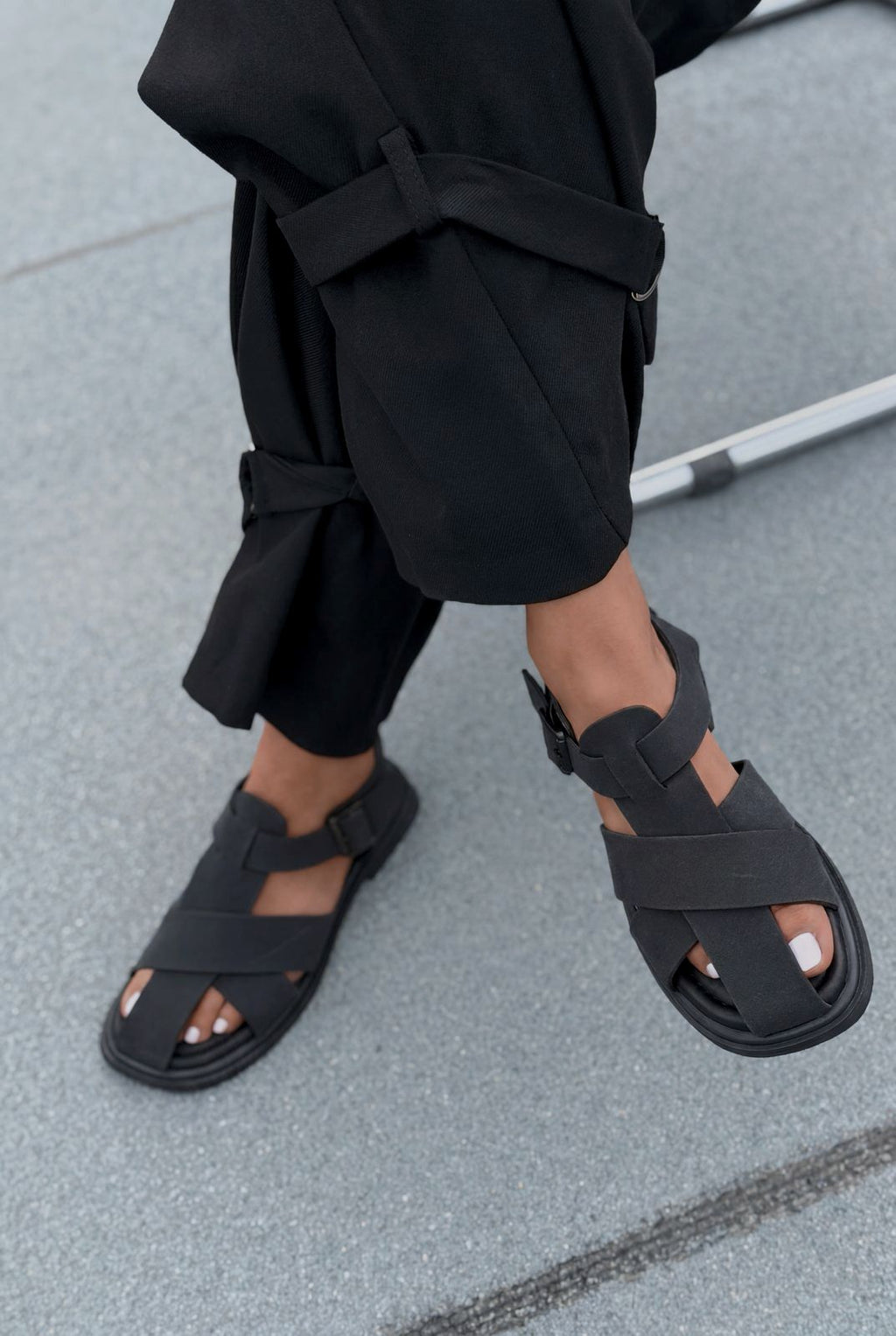 Evyra Black Suede Women's Sandals