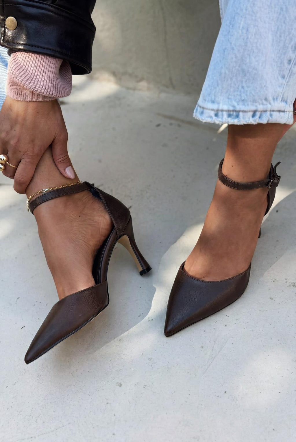 Selaris Light Brown Faux Leather Women's Stilettos