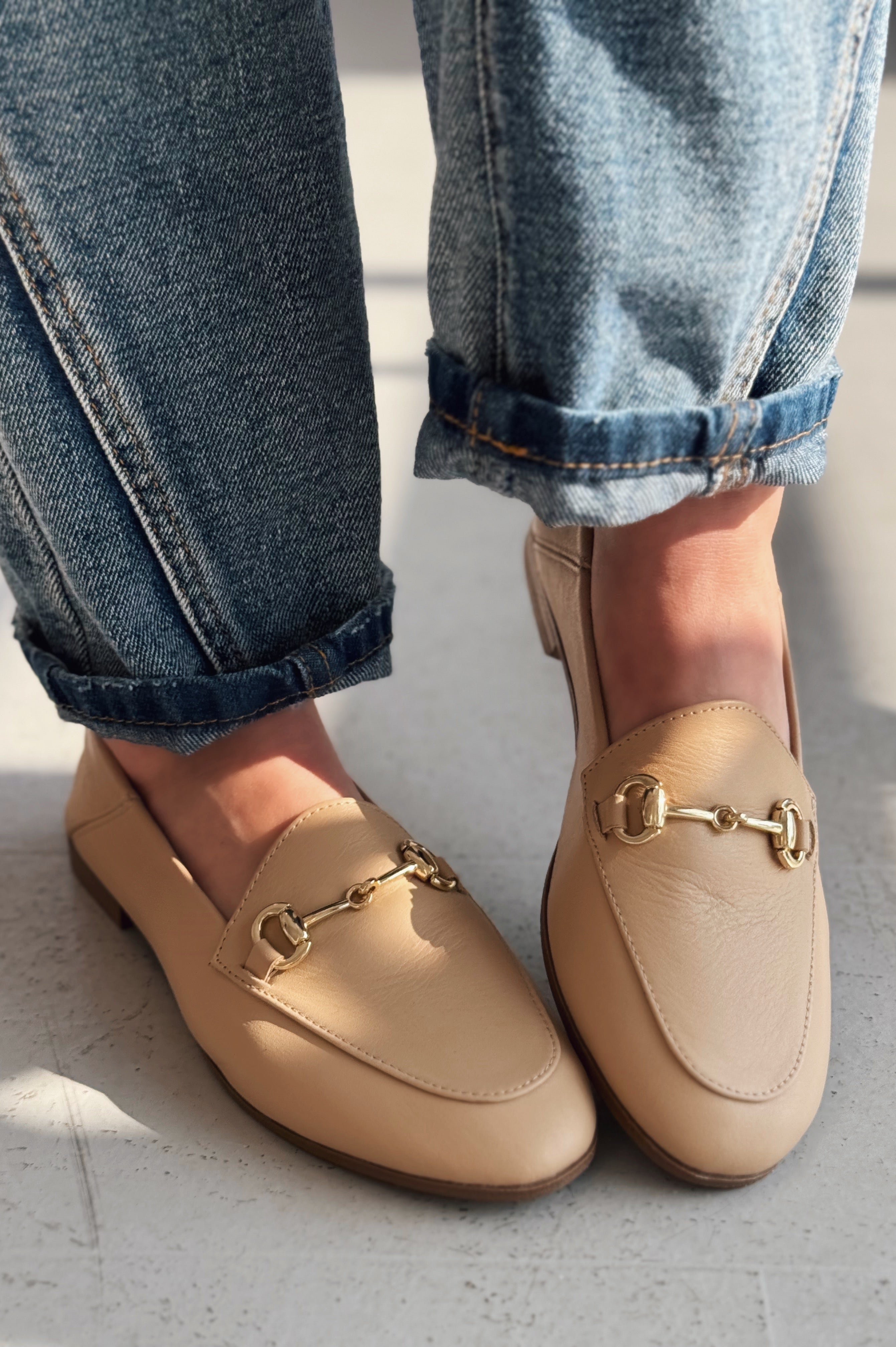 Palvora Cream Genuine Leather Buckle Detail Women's Loafers