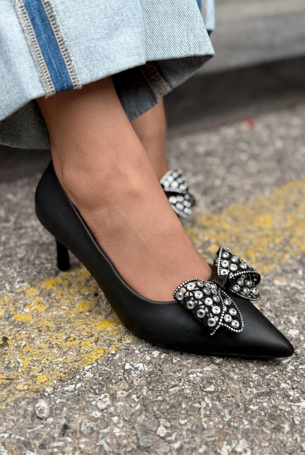 Sorexa Black Faux Leather Women's Stilettos