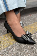 Sorexa Black Faux Leather Women's Stilettos