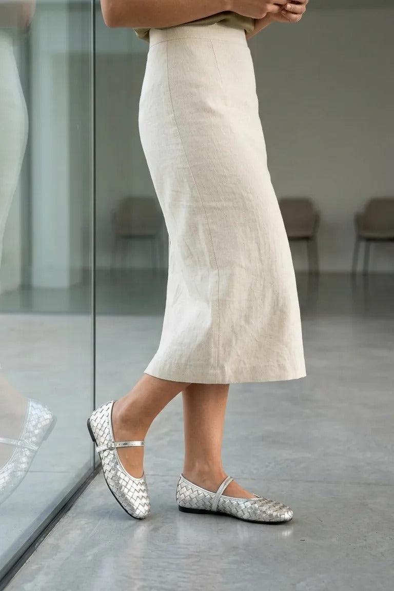 Roselle Silver Patent Faux Leather Women's Flats