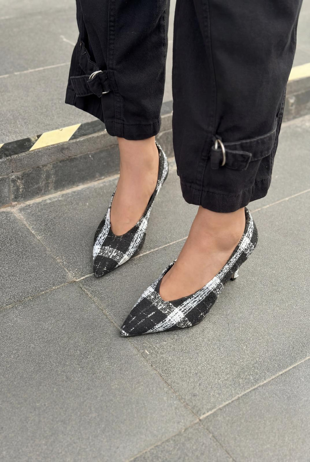 Kairo Black Tweed Plaid Stilettos