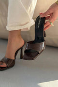 Sorel Taupe Faux Leather Patterned Women's Pumps Mules