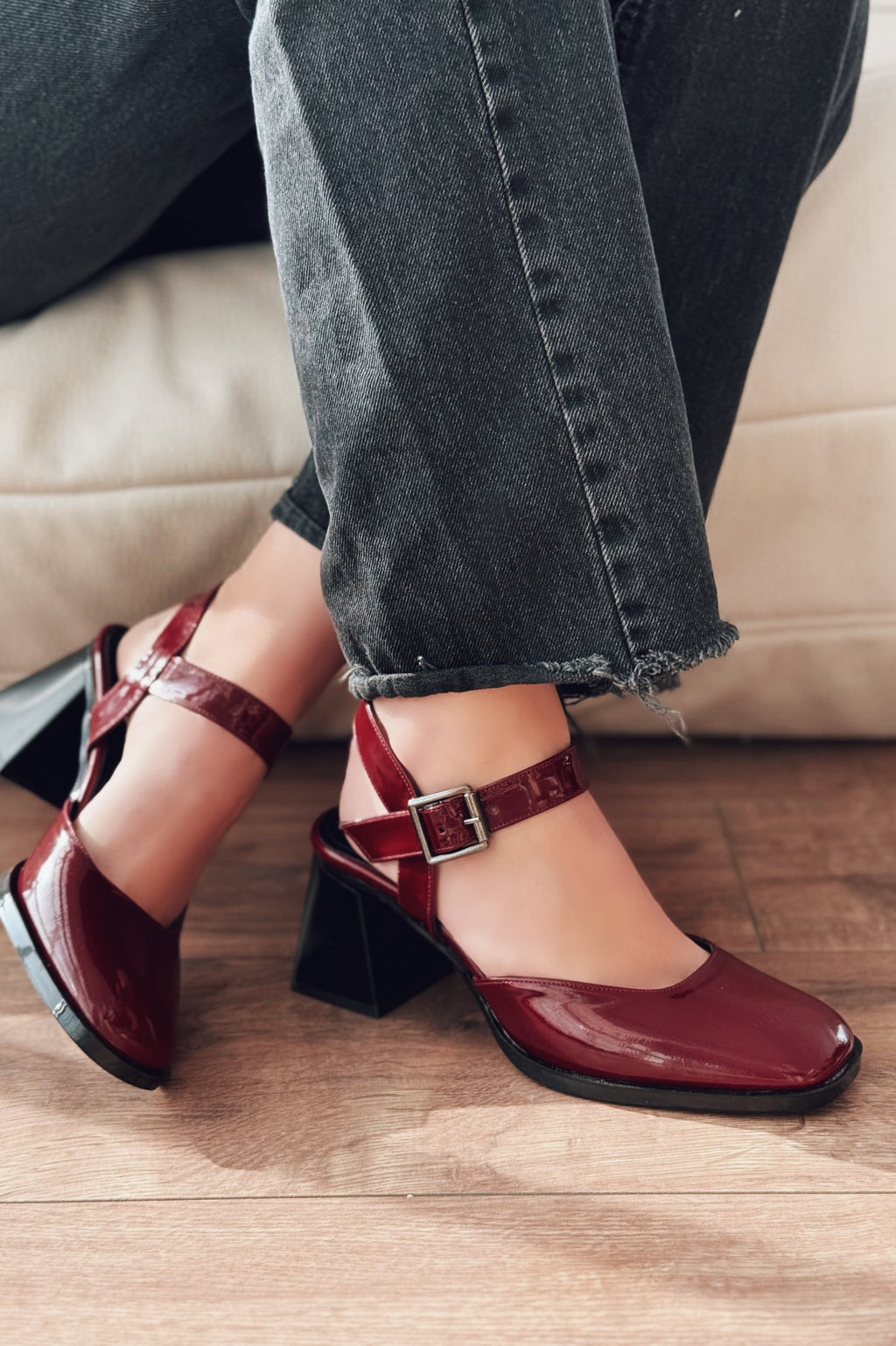 Melora Burgundy Patent Faux Leather Women's Mary Jane