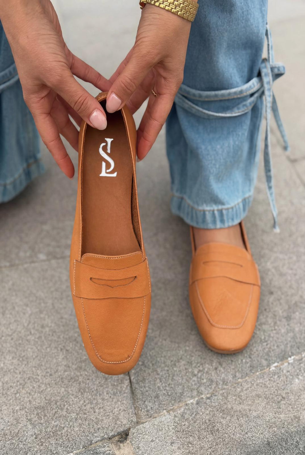 Melniel Tan Genuine Leather Women's Loafers