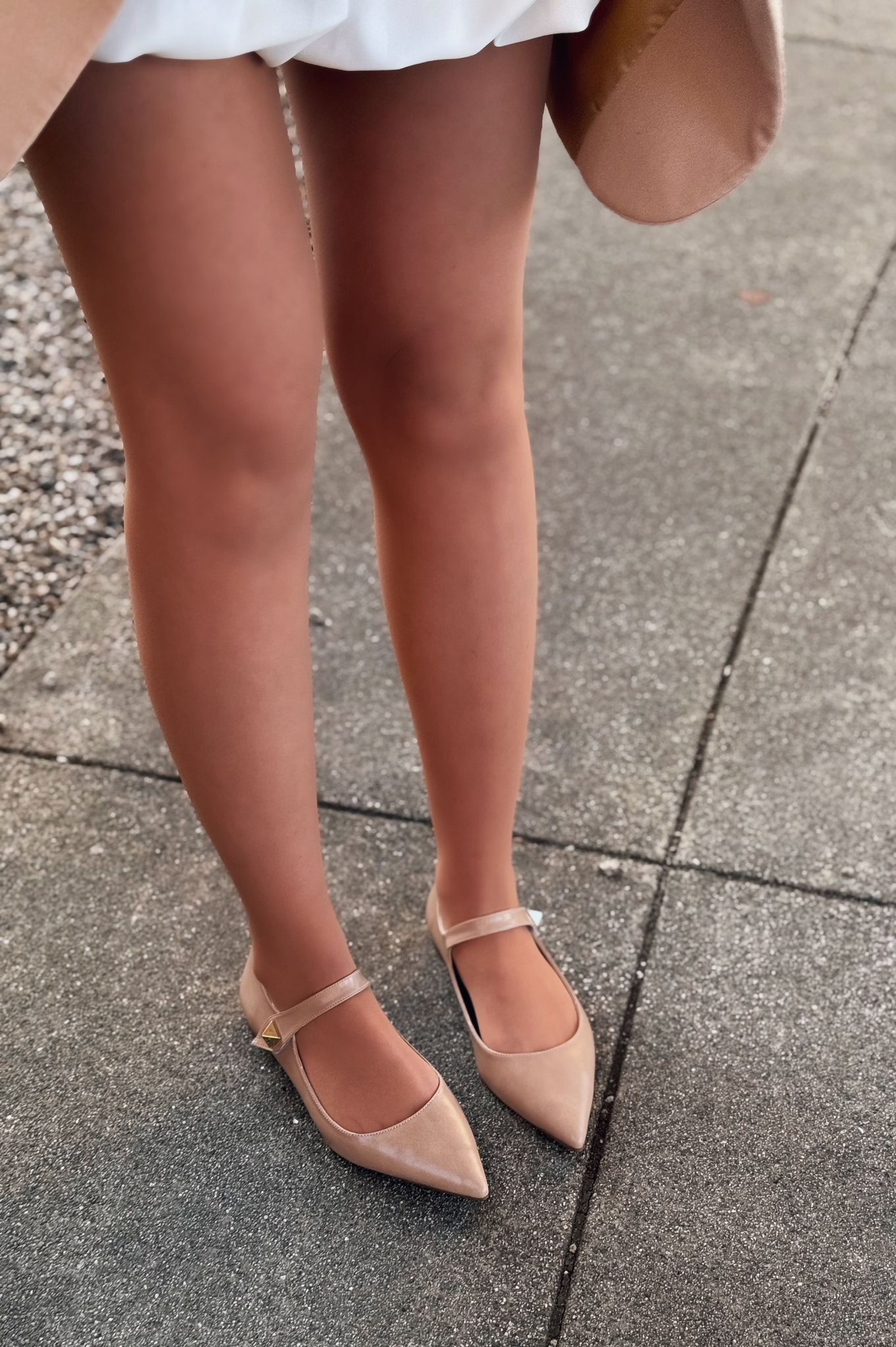 Brano Nude Faux Leather Women's Pointed Toe Flats