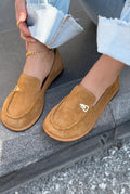 Rasen Tan Genuine Suede Women's Loafers