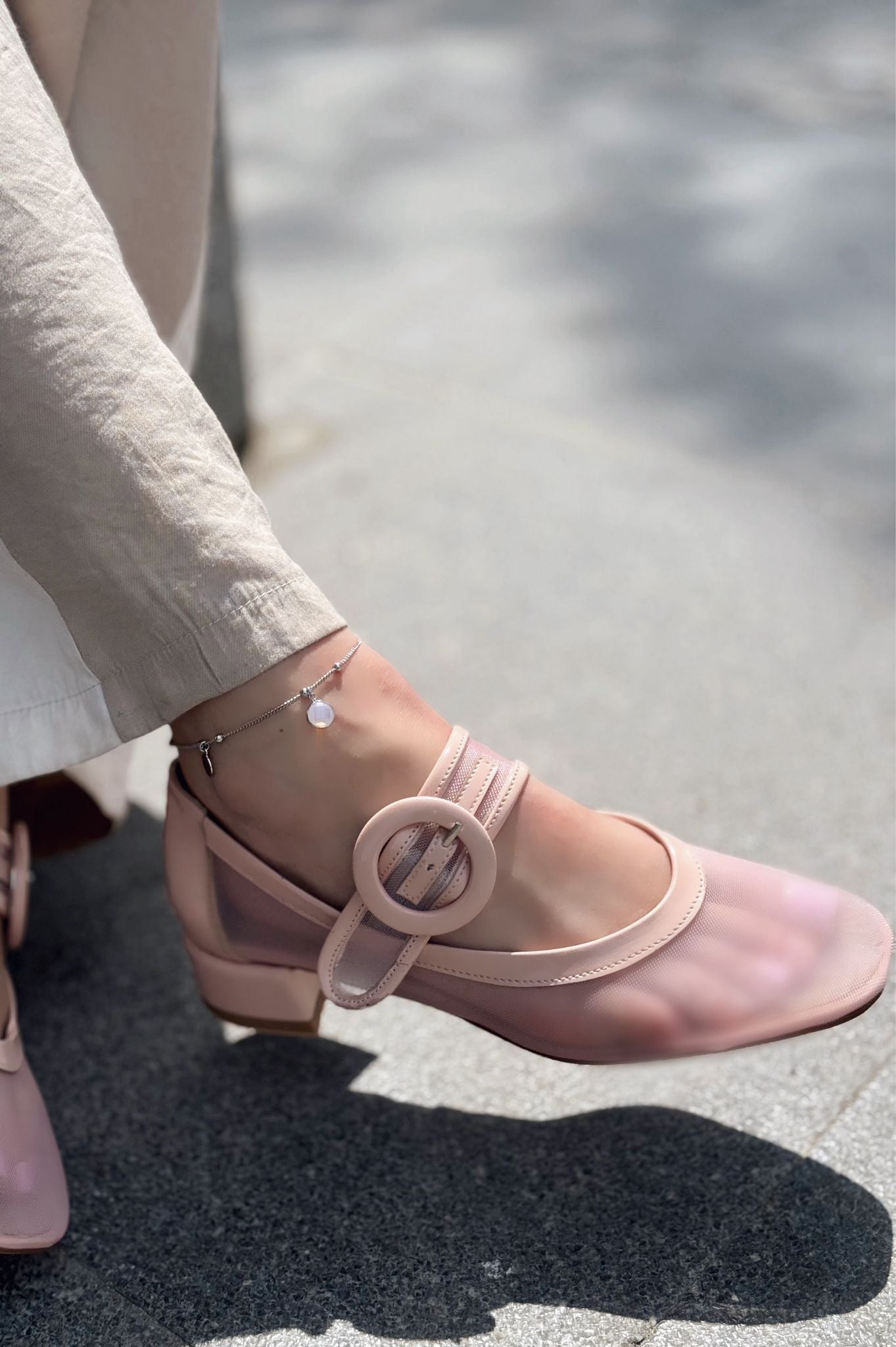 Cyreya Pink Mesh Women's Mary Jane