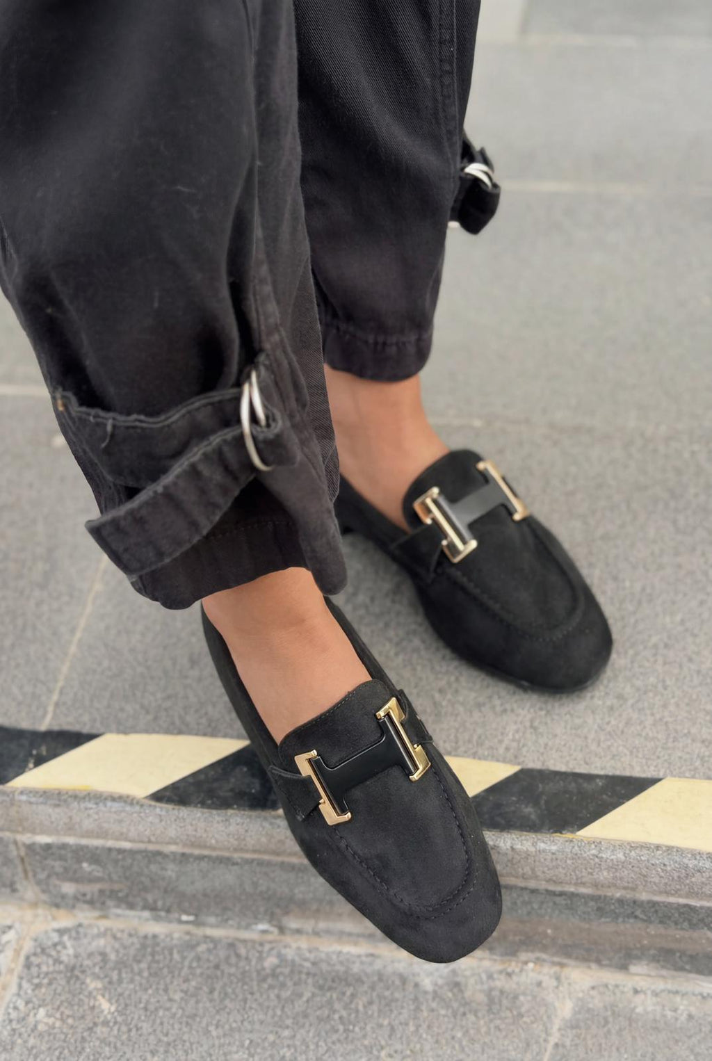 Elara Black Suede Women's Loafers