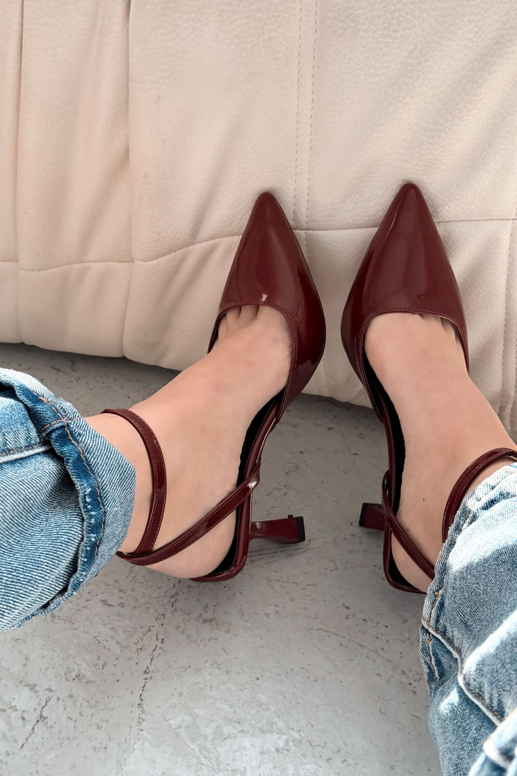 Rivara Burgundy Patent Faux Leather Women's Pumps