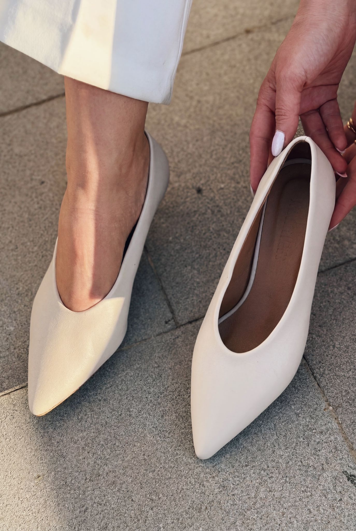 Seranis Beige Genuine Leather Faux Leather Women's Stilettos