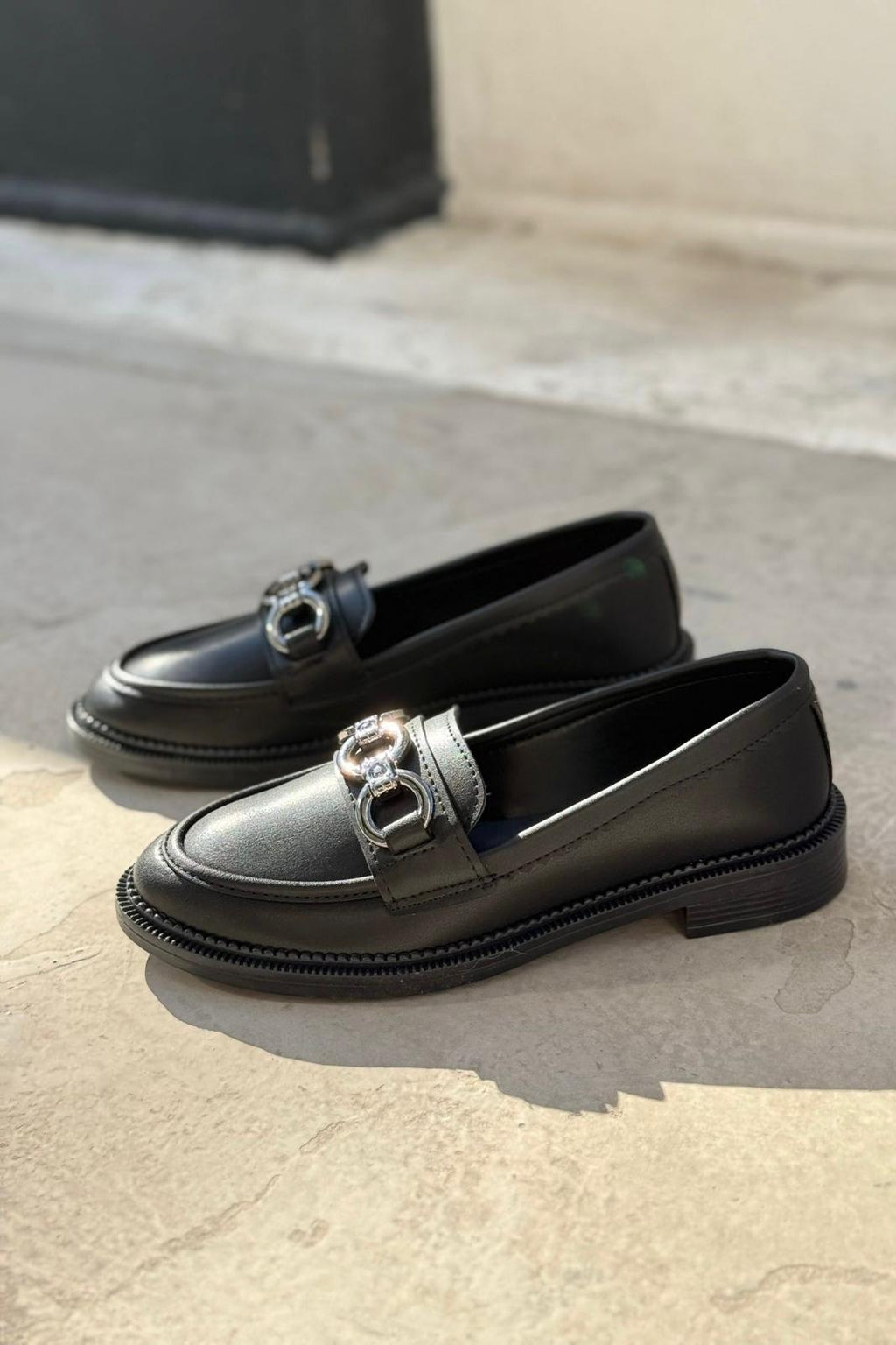 Ardel Black Faux Leather Women's Loafers