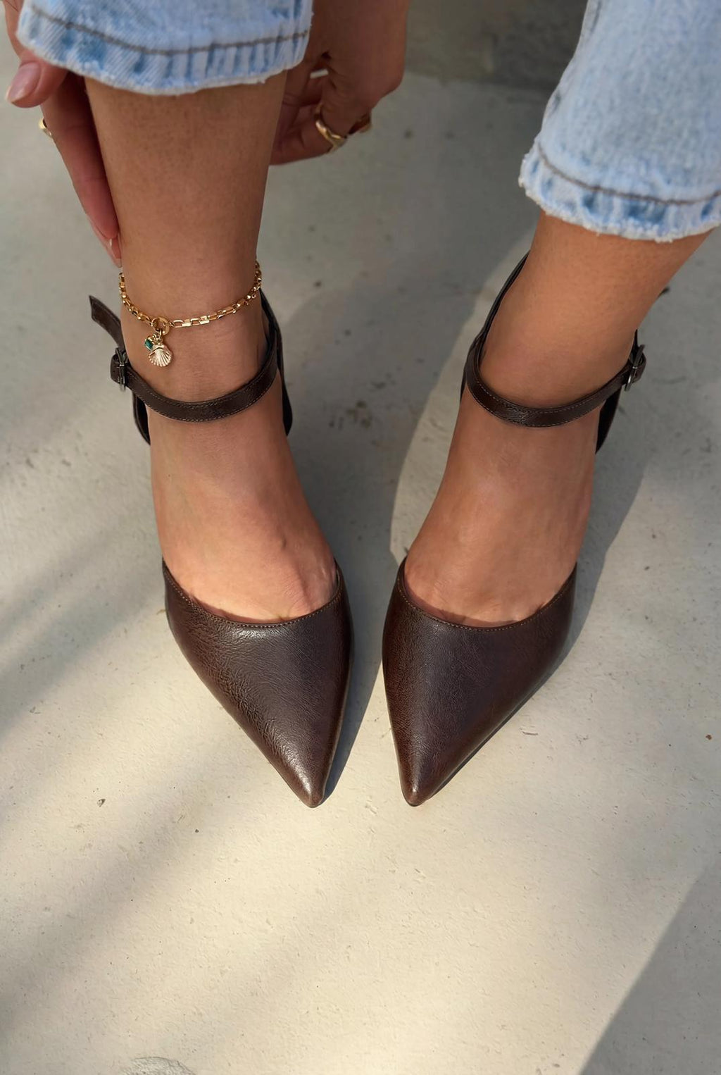 Beloria Light Brown Faux Leather Stilettos