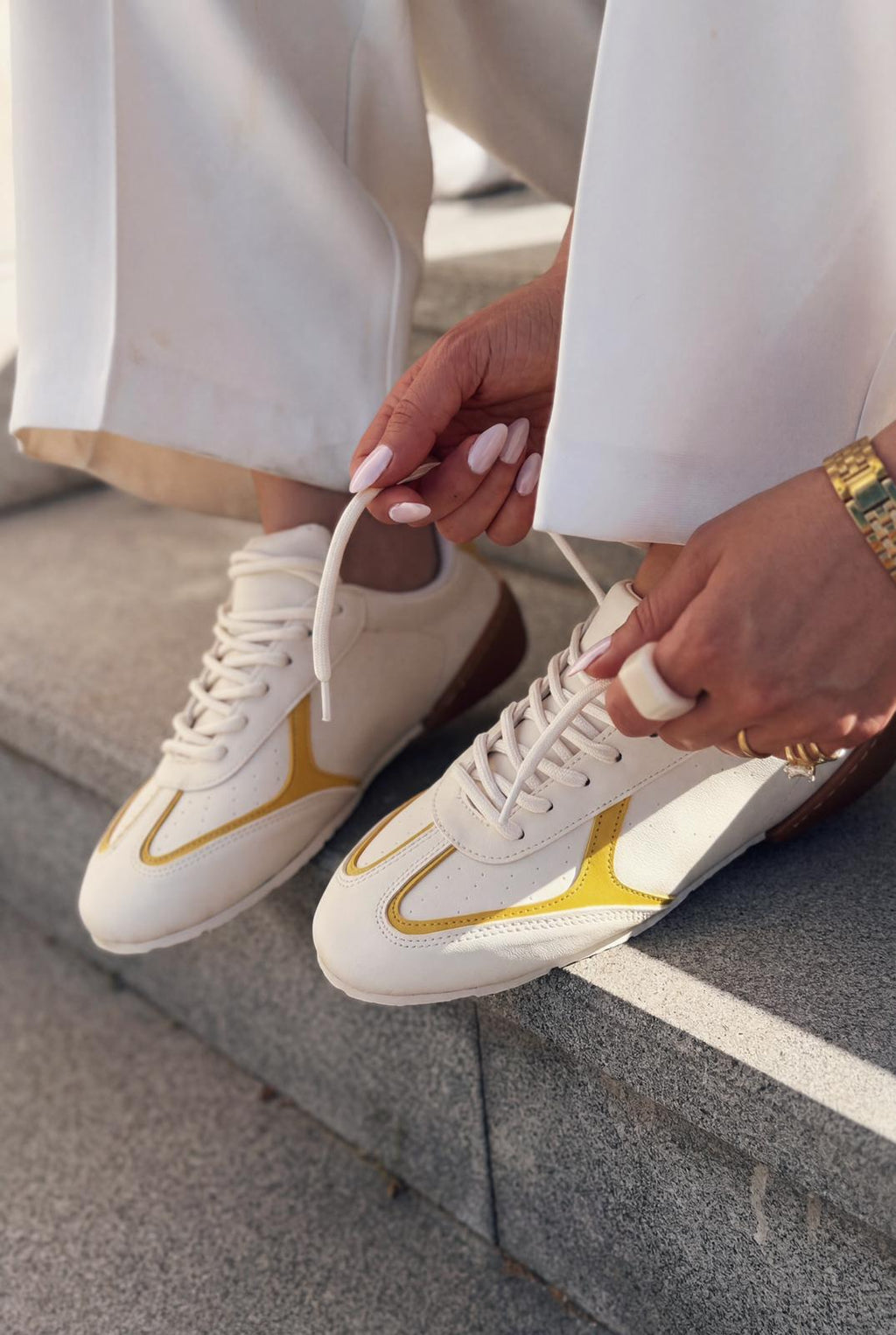 Rosven Yellow Faux Leather Women's Sneakers