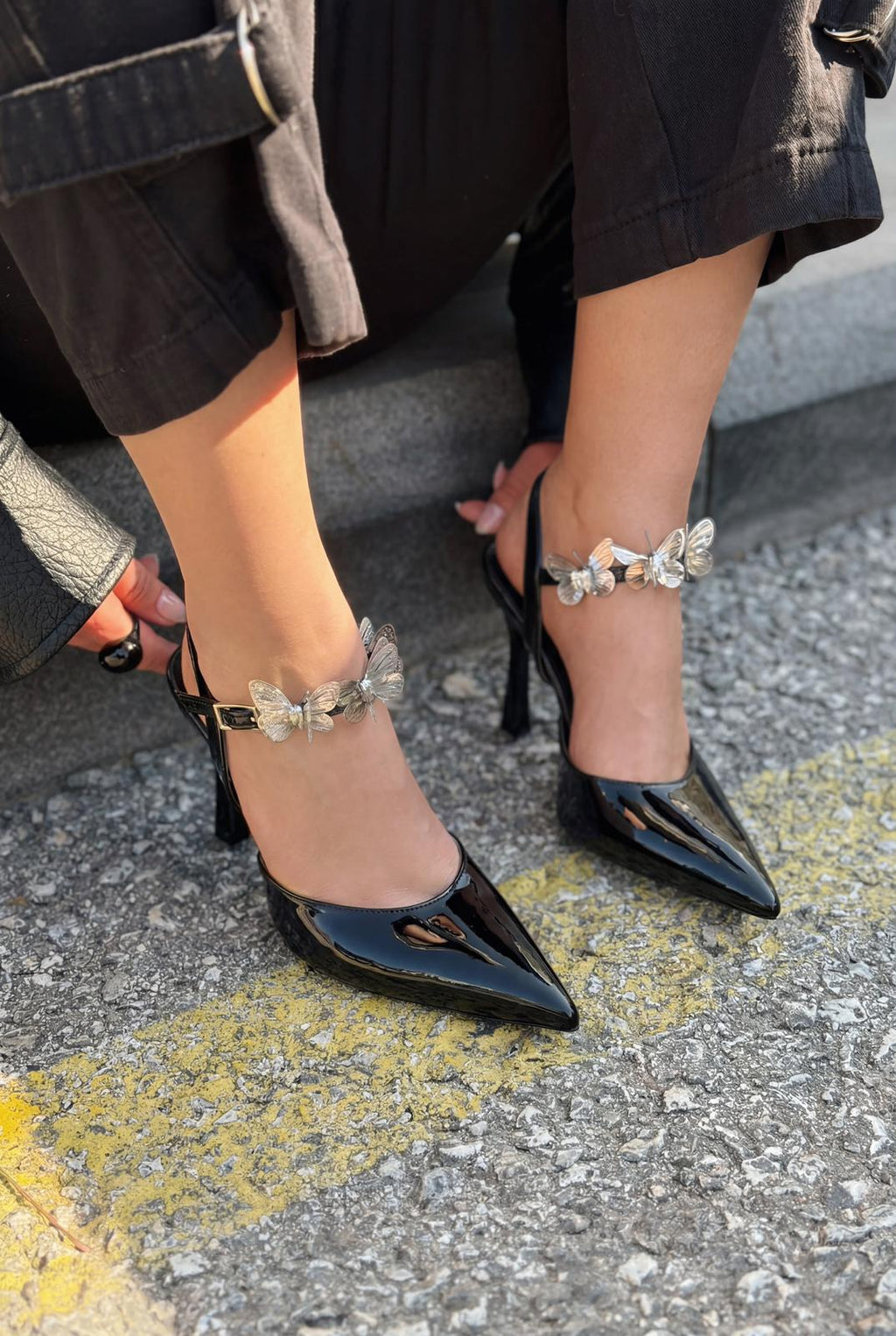 Senar Black Patent Faux Leather Women's Stilettos