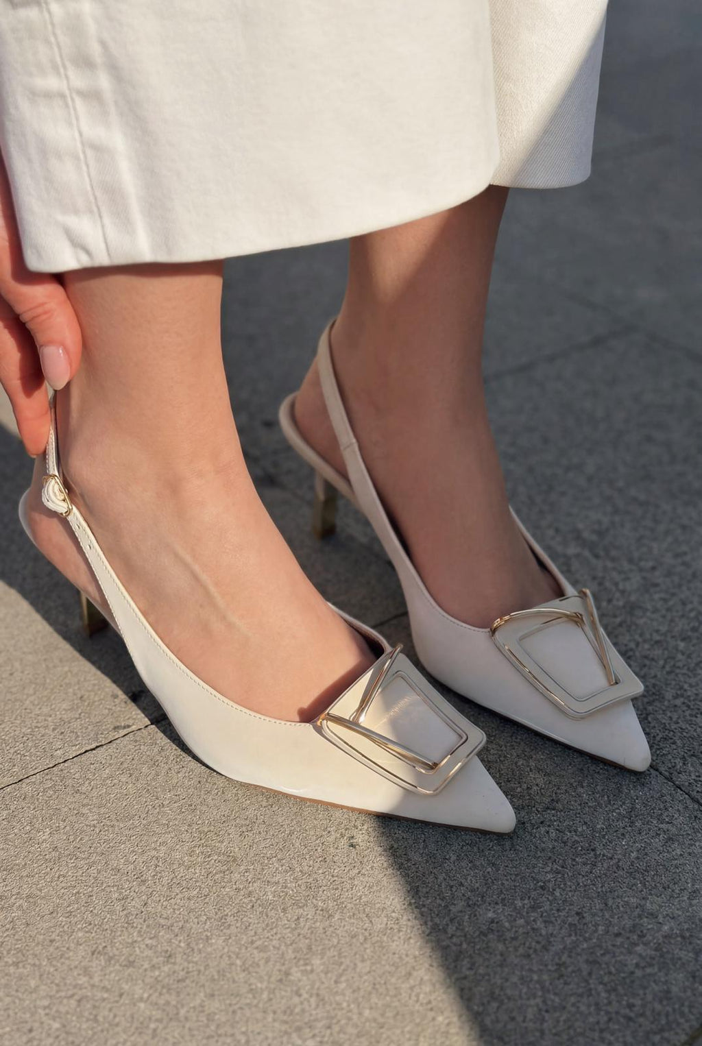 Talvine Beige Satin Women's Stilettos