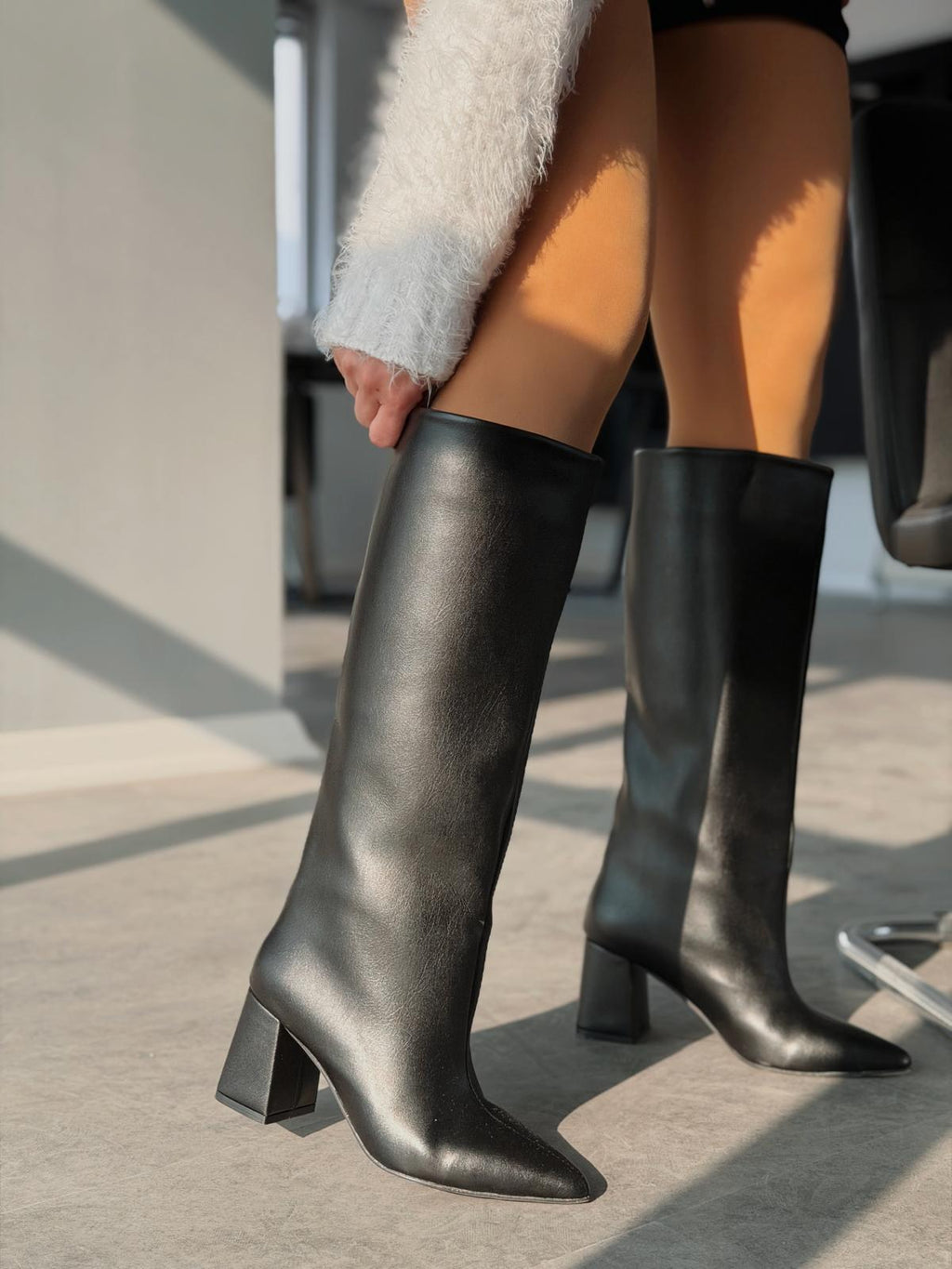 Jarlene Black Faux Leather Women's Pumps Boots