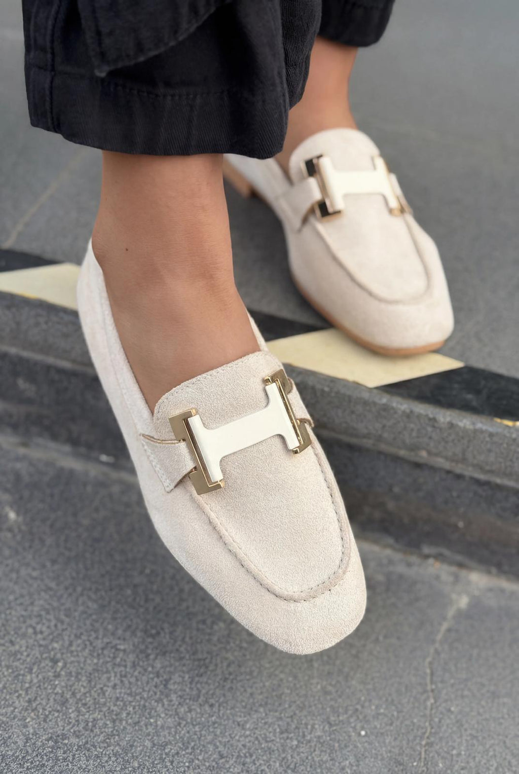Elara Beige Suede Women's Loafers